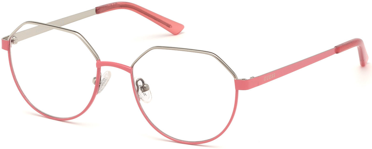 Guess GU3042 Geometric Eyeglasses 072-072 - Shiny Pink