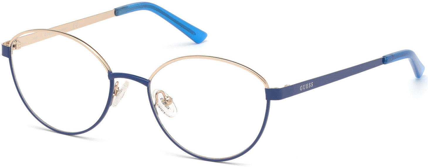 Guess GU3043 Oval Eyeglasses 090-090 - Shiny Blue