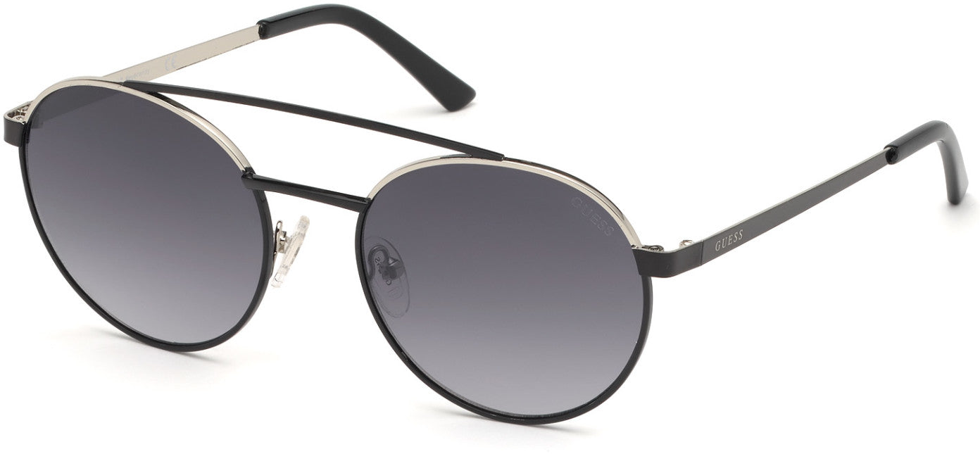 Guess GU3047 Round Sunglasses 01B-01B - Shiny Black  / Gradient Smoke Lenses
