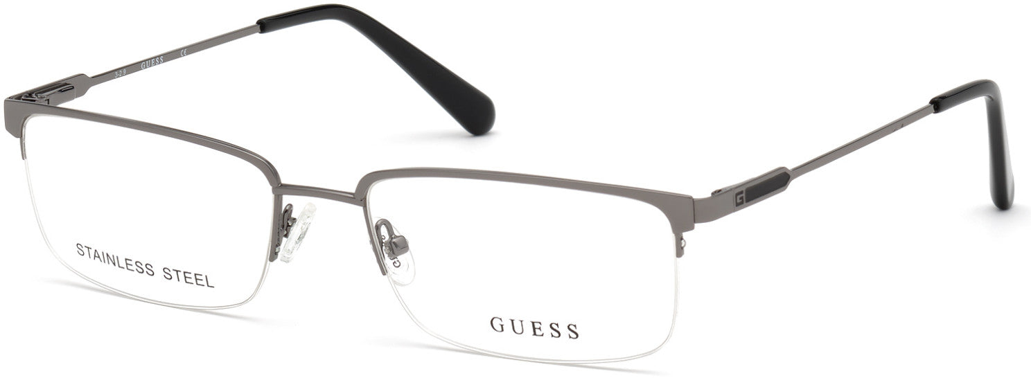 Guess GU50005 Rectangular Eyeglasses 008-008 - Shiny Gunmetal