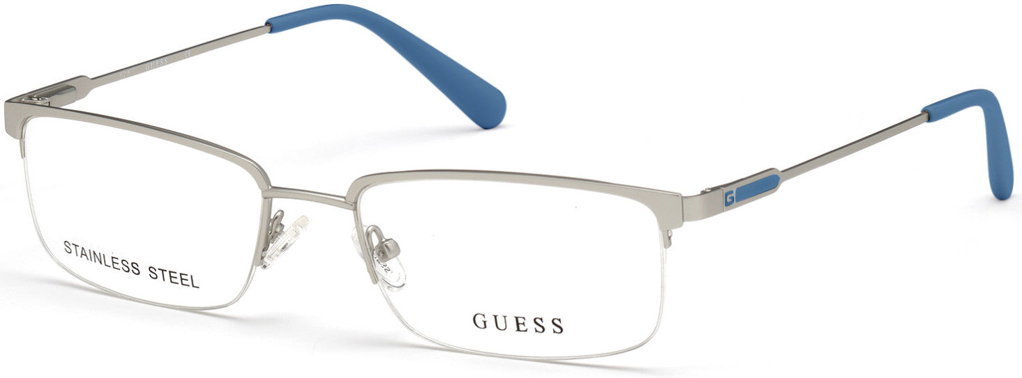 Guess GU50005 Rectangular Eyeglasses 011-011 - Matte Light Nickeltin