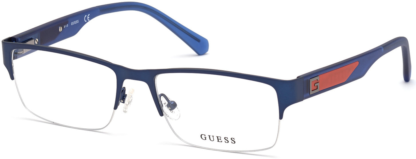 Guess GU50017 Rectangular Eyeglasses 091-091 - Matte Blue