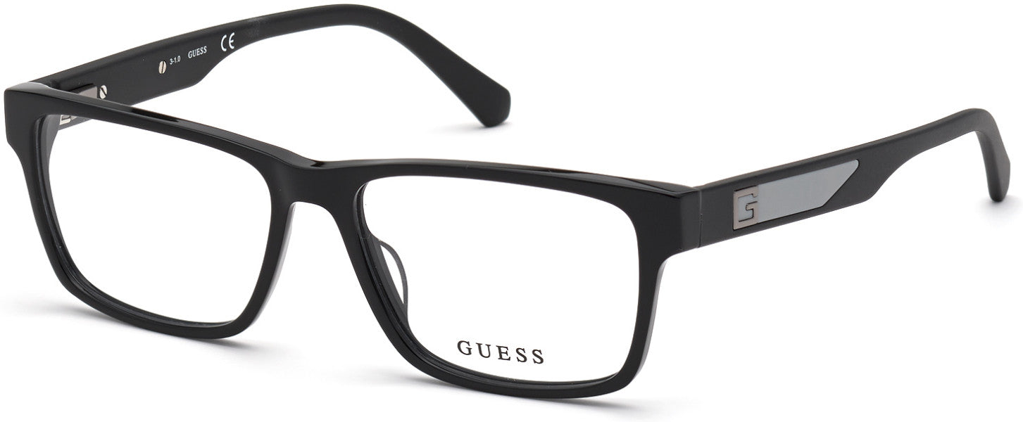 Guess GU50018 Rectangular Eyeglasses 001-001 - Shiny Black