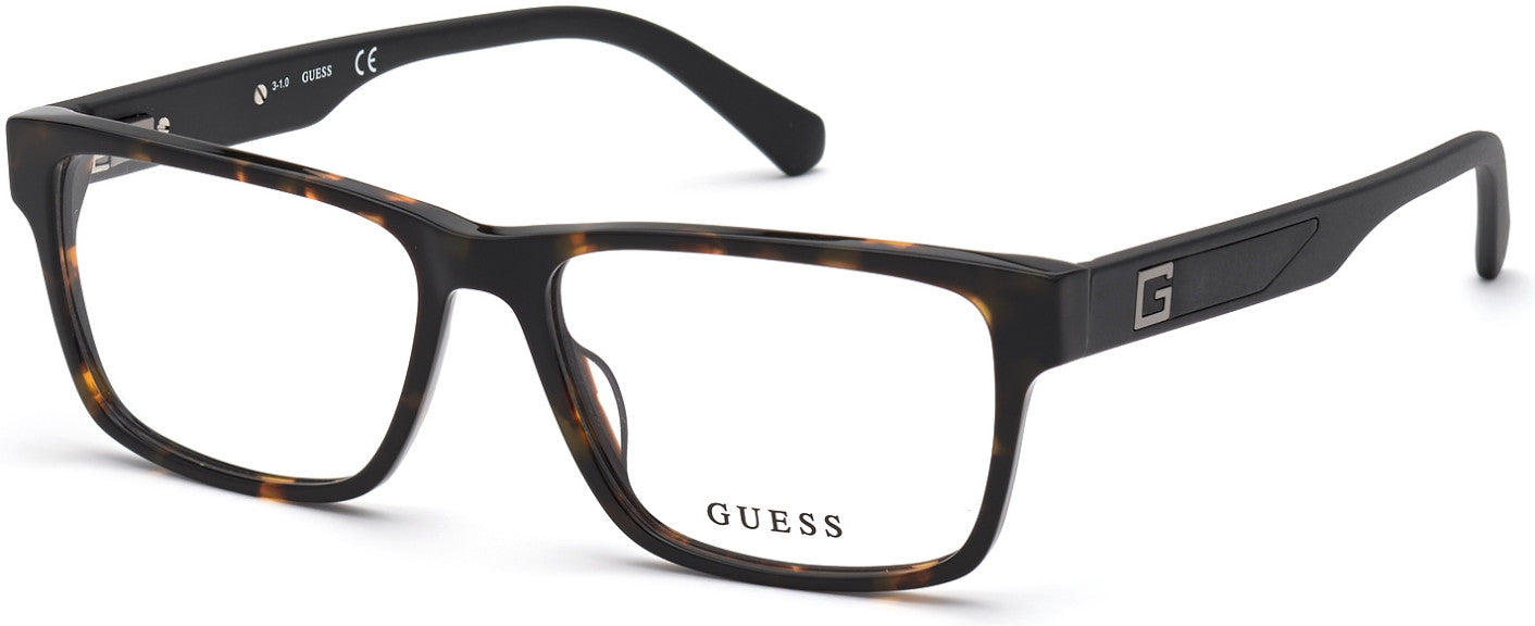 Guess GU50018 Rectangular Eyeglasses 052-052 - Dark Havana