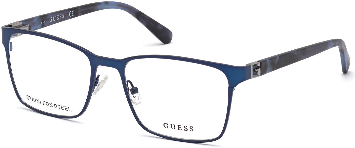 Guess GU50019 Square Eyeglasses 091-091 - Matte Blue