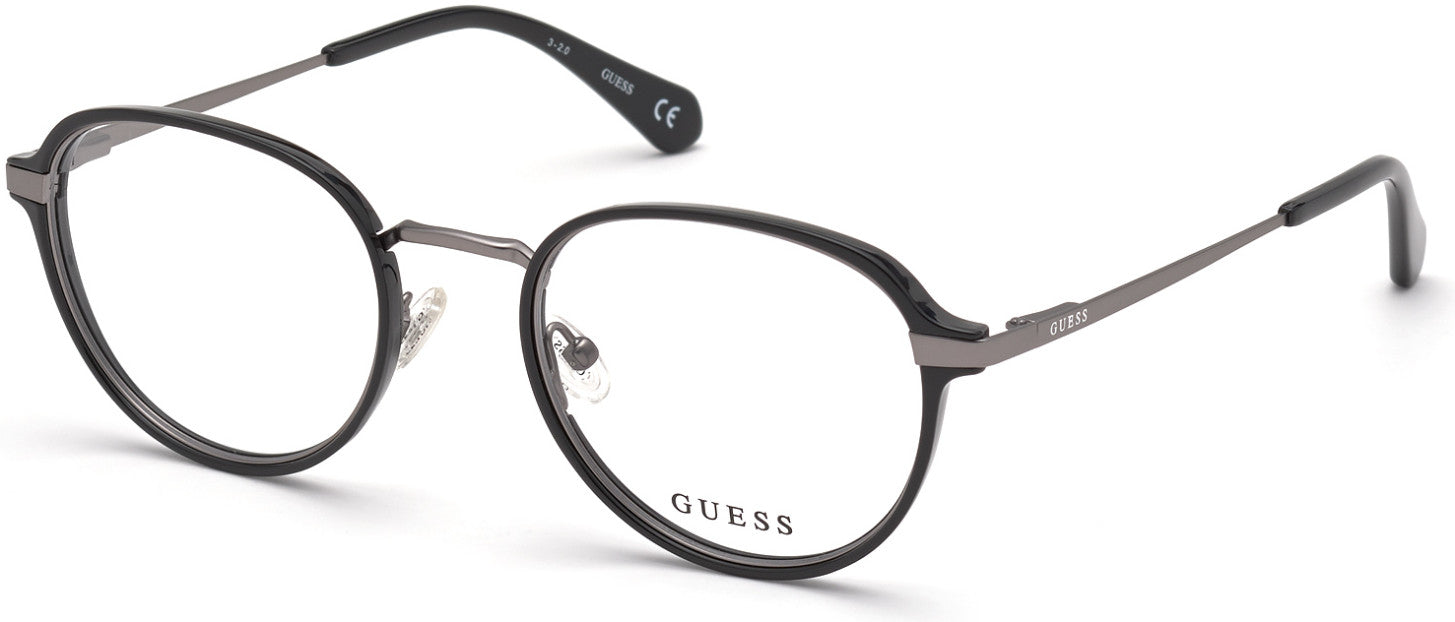Guess GU50040 Round Eyeglasses 001-001 - Shiny Black