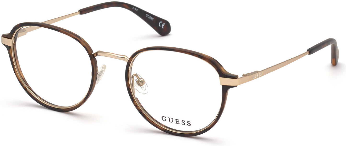 Guess GU50040 Round Eyeglasses 052-052 - Dark Havana