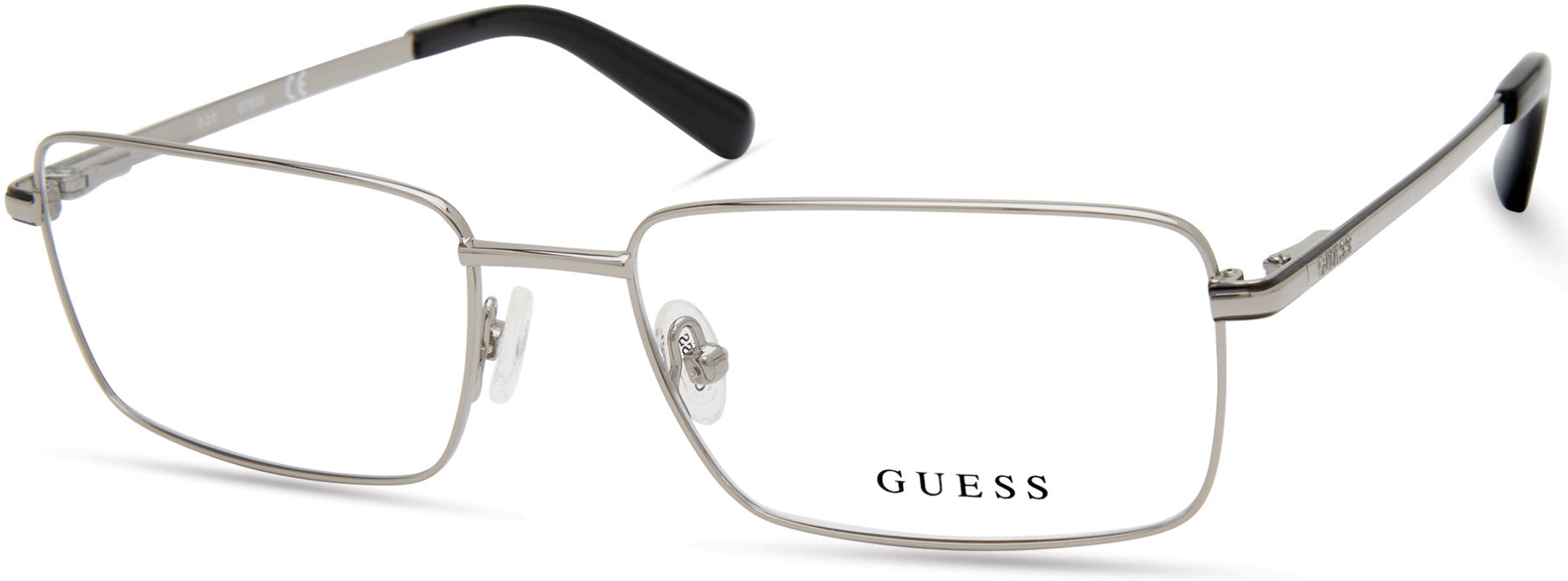 Guess GU50042 Rectangular Eyeglasses 010-010 - Shiny Light Nickeltin