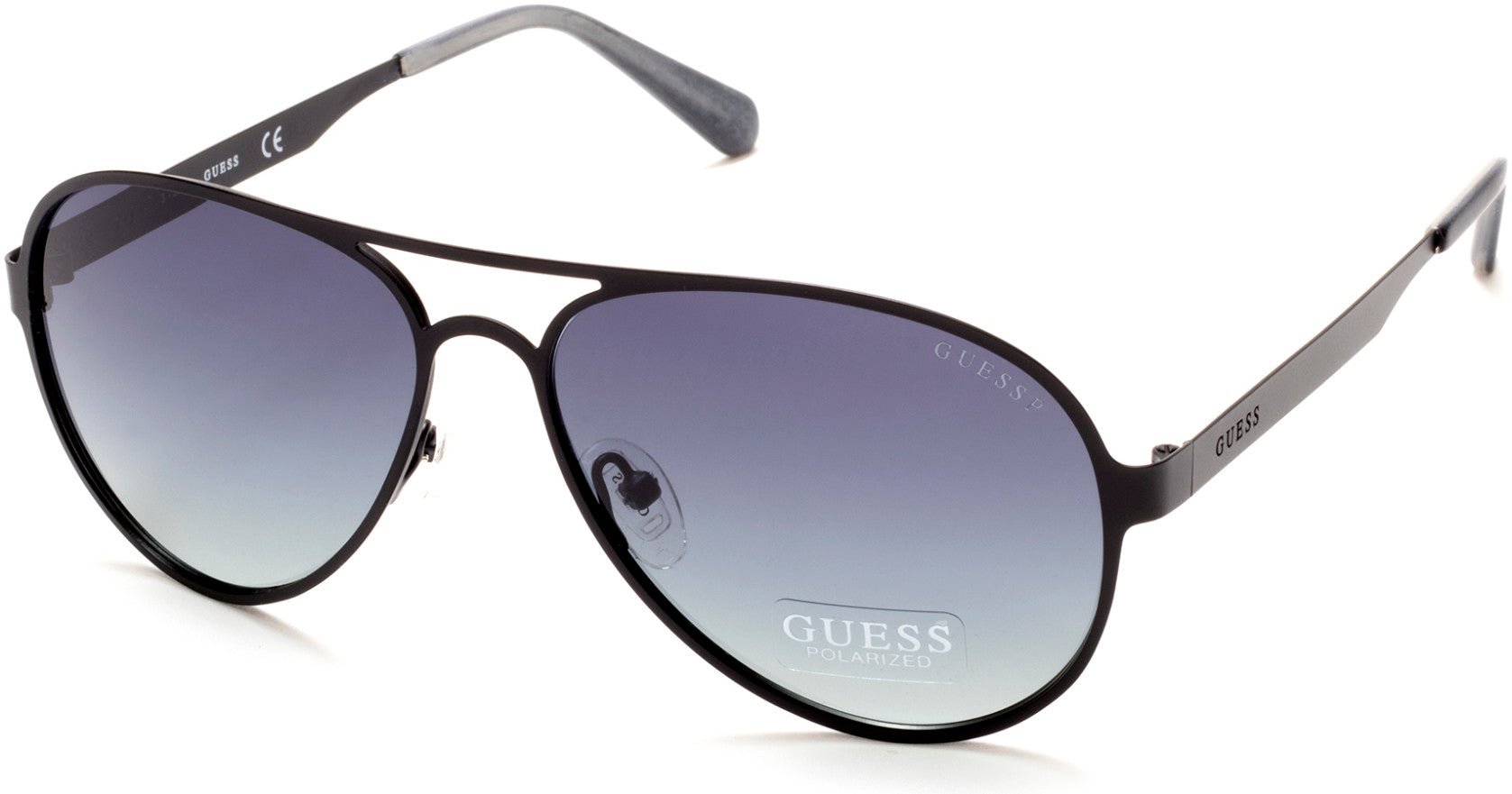 Guess GU6897 Aviator Sunglasses 02D-02D - Matte Black / Smoke Polarized