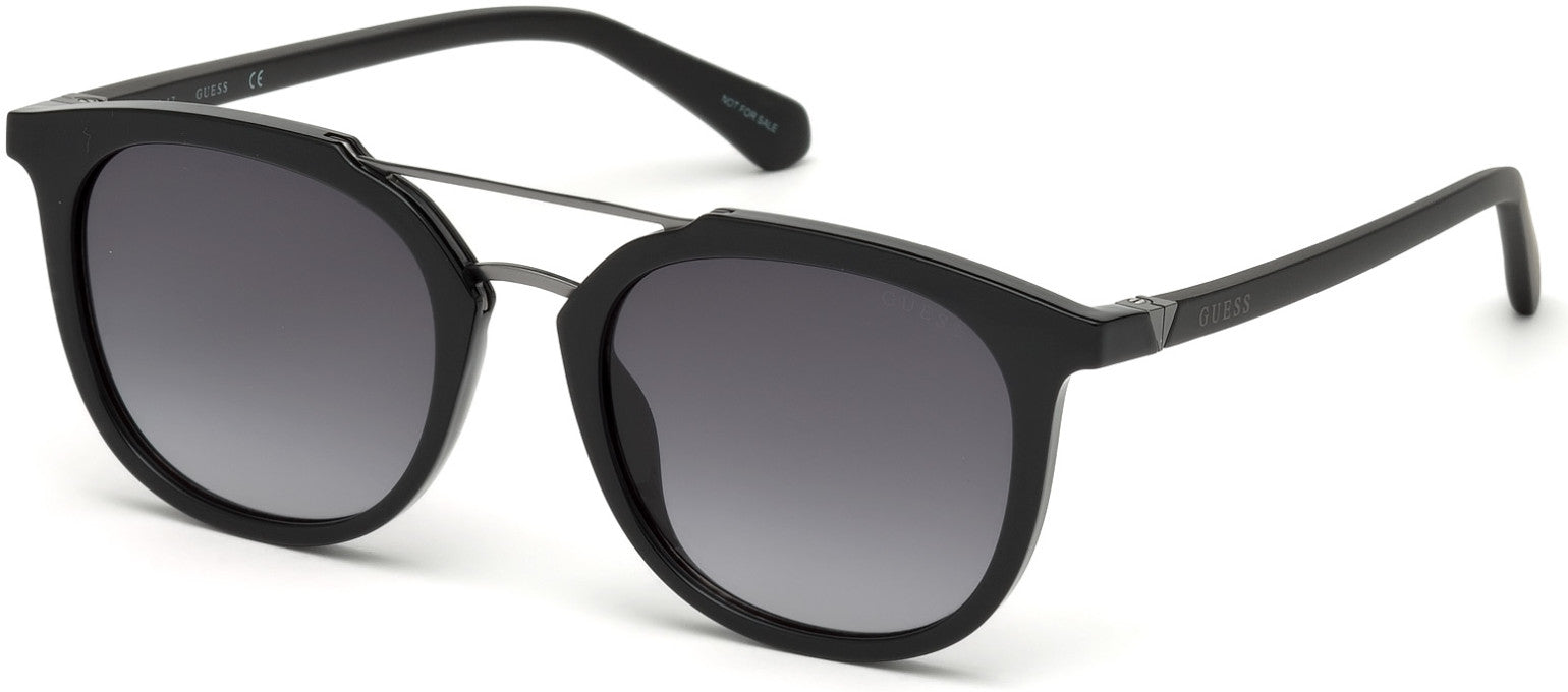 Guess GU6915 Round Sunglasses 01B-01B - Shiny Black / Gradient Smoke Lenses