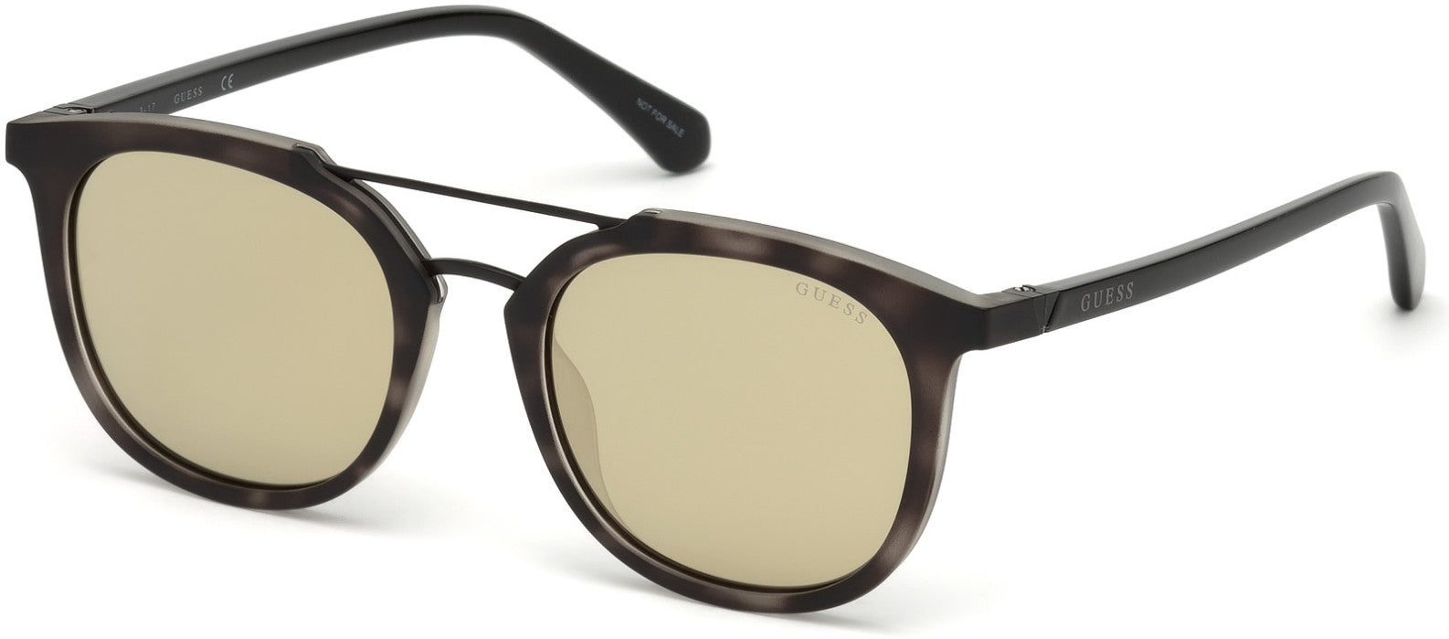 Guess GU6915 Round Sunglasses 20G-20G - Matte Grey Horn / Gold Mirror Lenses