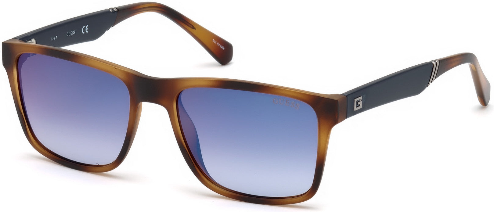 Guess GU6928 Geometric Sunglasses 53X-53X - Blonde Havana / Blu Mirror