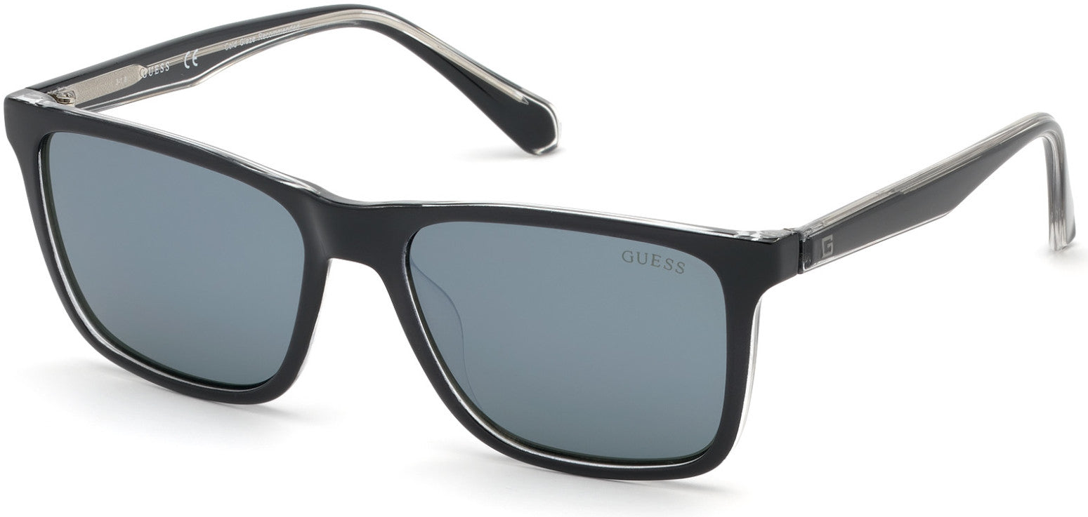 Guess GU6935 Geometric Sunglasses 05C-05C - Black/ Smoke Mirror Lenses