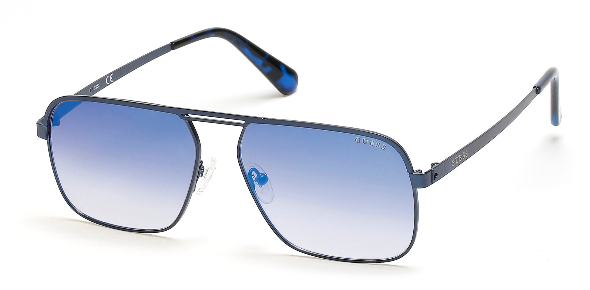 Guess GU6939 Geometric Sunglasses 91X-91X - Matte Blue / Blue Mirror Lenses