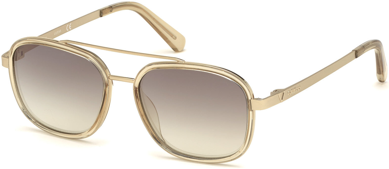 Guess GU6950 Geometric Sunglasses 41G-41G - Crystal Yellow/brown Mirror Lenses