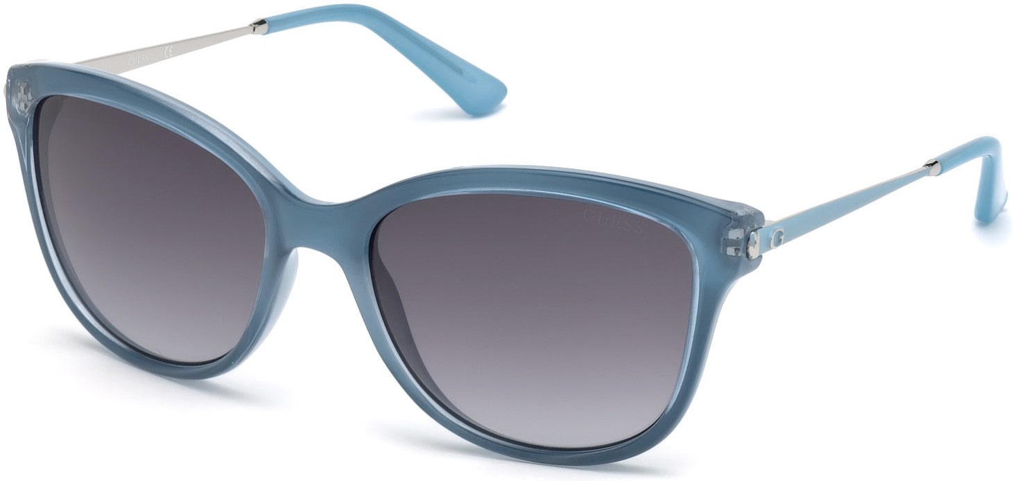 Guess GU7469 Geometric Sunglasses 84W-84W - Shiny Light Blue / Gradient Blue