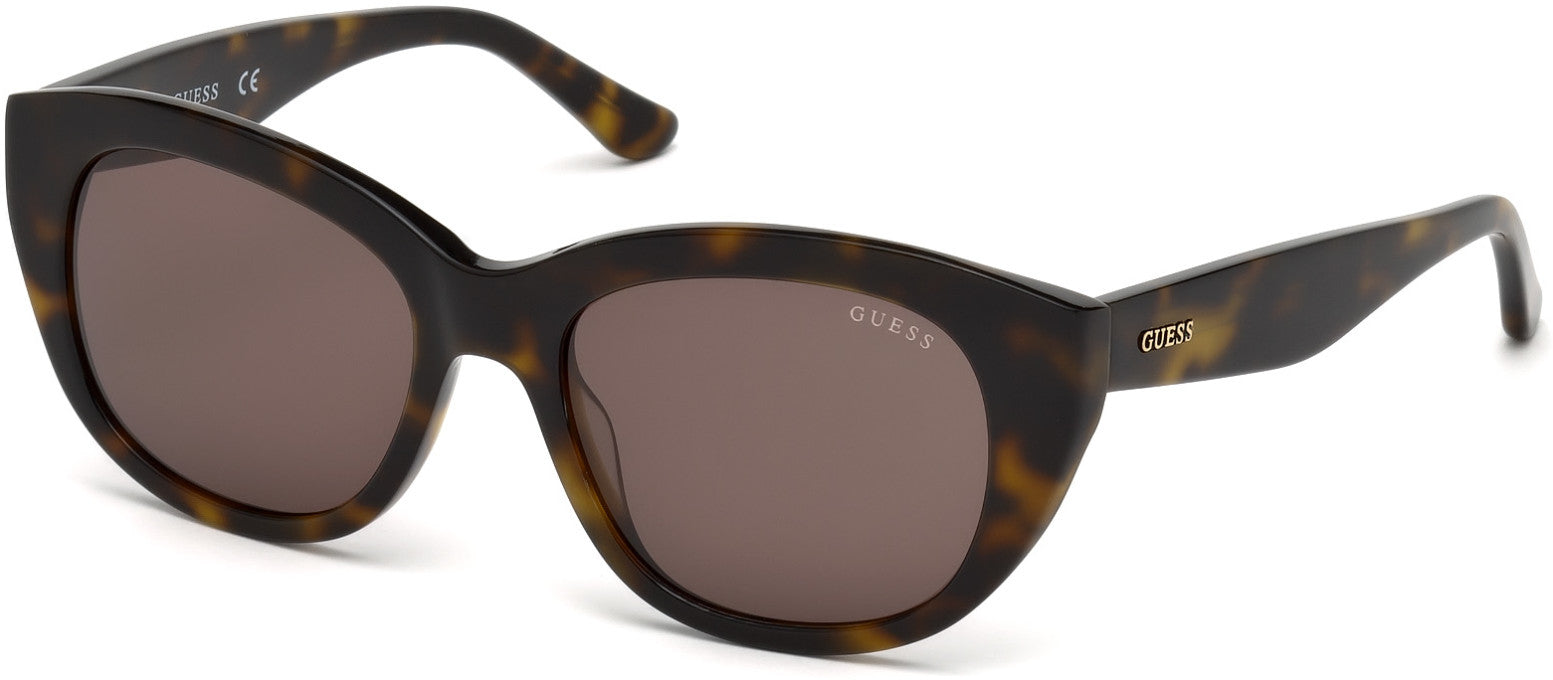 Guess GU7477 Oval Sunglasses 52E-52E - Dark Havana / Brown