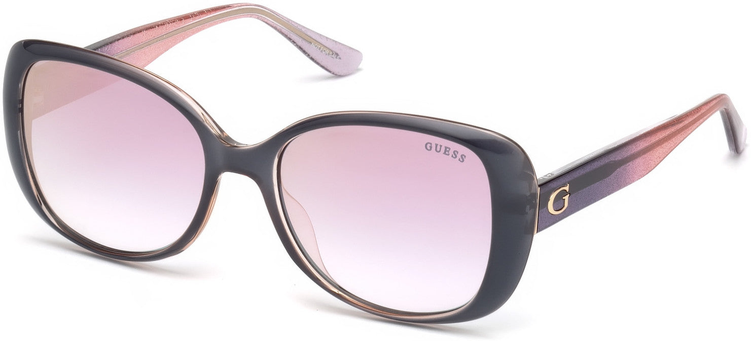 Guess GU7554 Square Sunglasses 20U-20U - Grey / Bordeaux Mirror