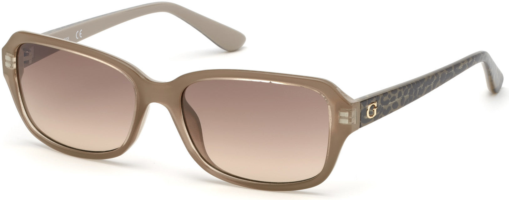 Guess GU7595 Geometric Sunglasses 57F-57F - Shiny Beige / Gradient Brown