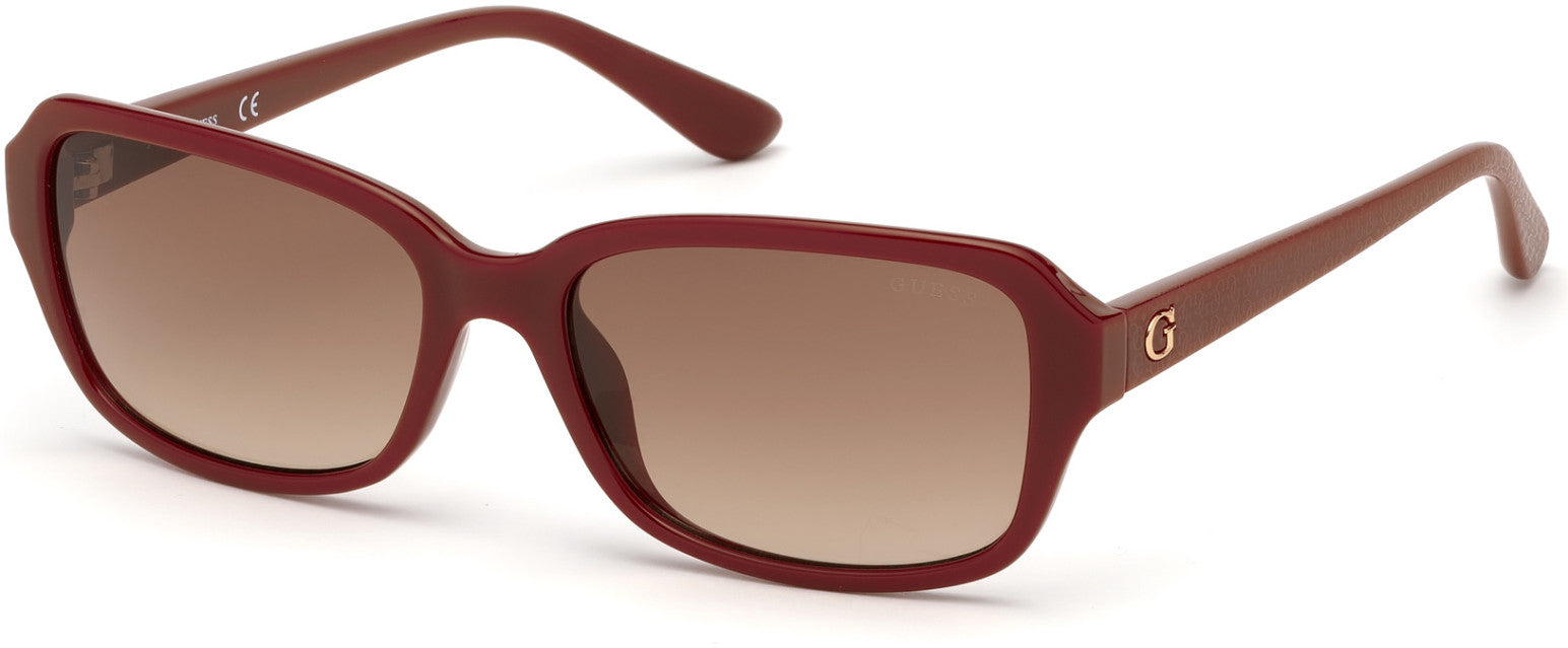 Guess GU7595 Geometric Sunglasses 66F-66F - Shiny Red / Gradient Brown