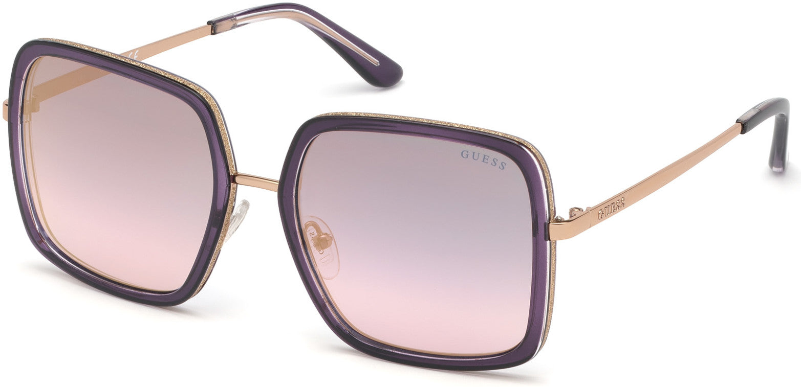 Guess GU7602 Geometric Sunglasses 83Z-83Z - Violet / Gradient Or Mirror Violet
