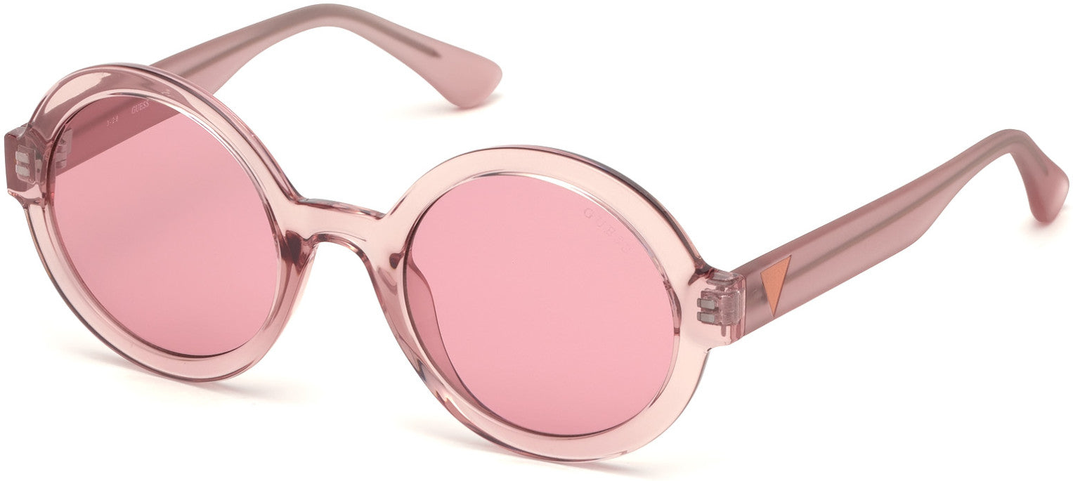 Guess GU7613 Round Sunglasses 74S-74S - Pink / Bordeaux Lenses