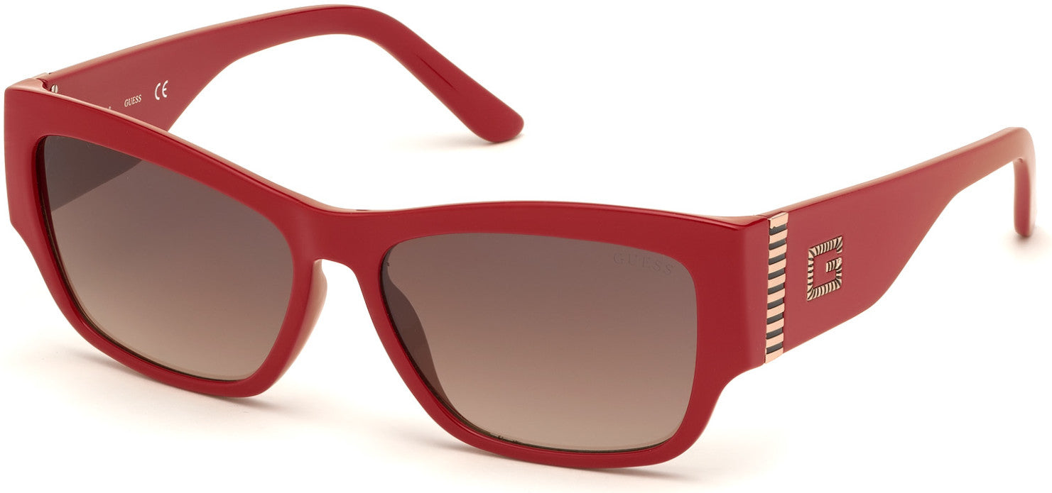 Guess GU7623 Geometric Sunglasses 66F-66F - Shiny Red / Gradient Brown