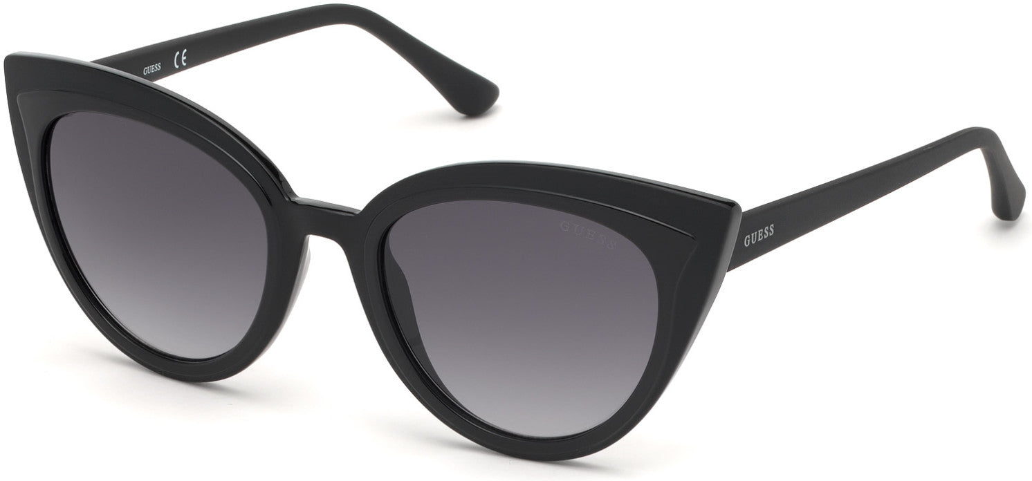 Guess GU7628 Cat Sunglasses 01B-01B - Shiny Black  / Gradient Smoke Lenses