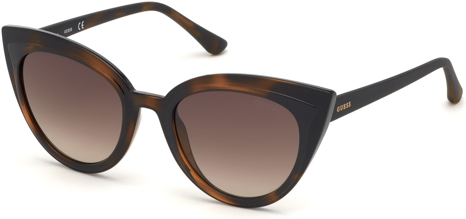 Guess GU7628 Cat Sunglasses 52F-52F - Dark Havana / Gradient Brown Lenses
