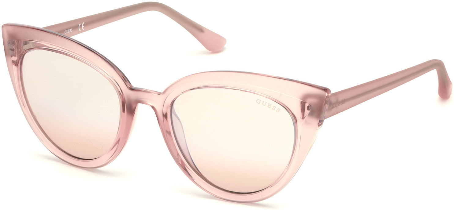 Guess GU7628 Cat Sunglasses 74U-74U - Pink  / Bordeaux Mirror Lenses