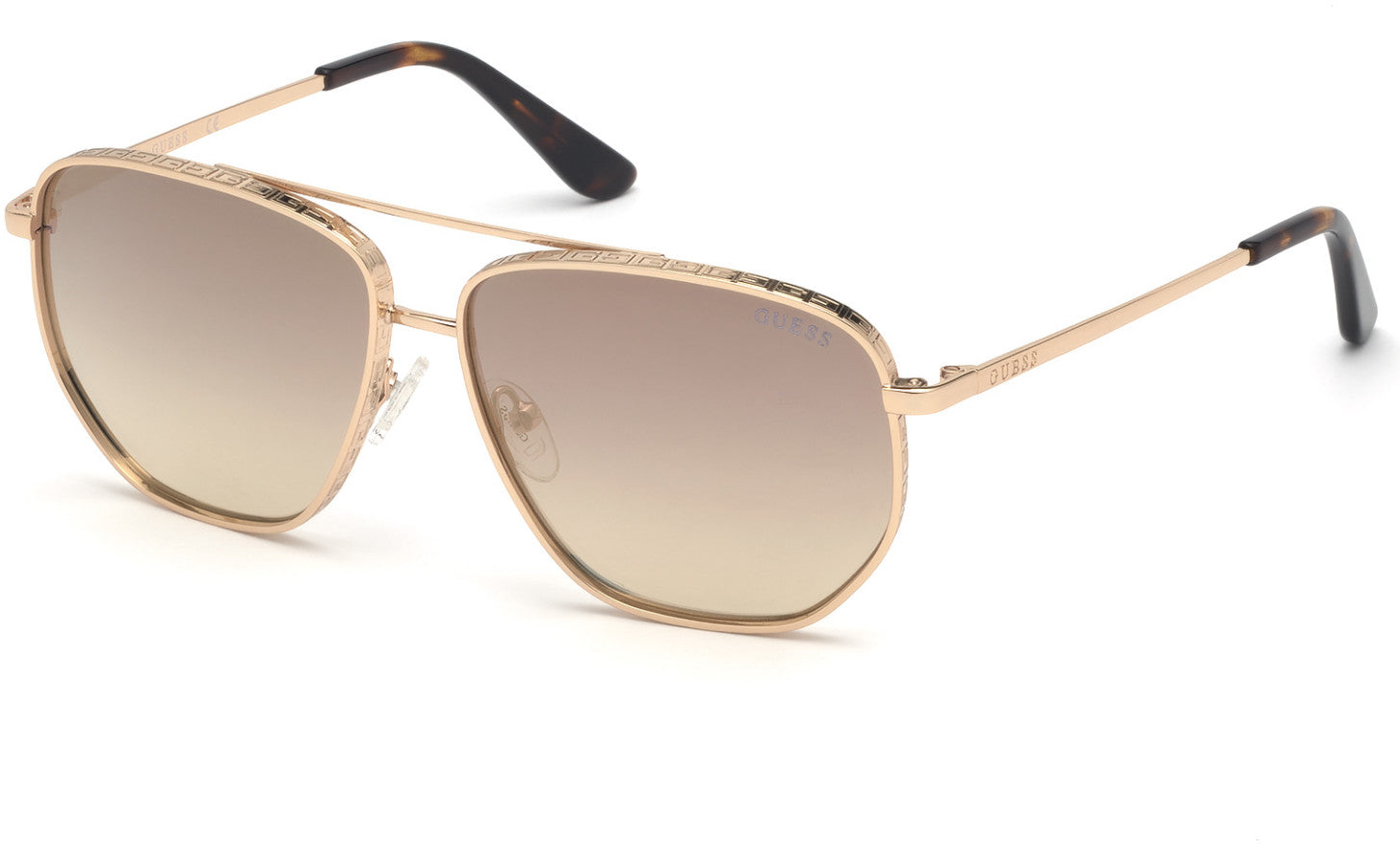 Guess GU7635 Geometric Sunglasses 32C-32C - Gold / Smoke Mirror