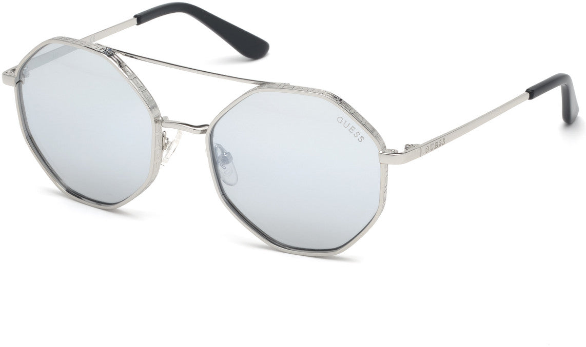 Guess GU7636 Round Sunglasses 10C-10C - Shiny Light Nickeltin / Smoke Mirror