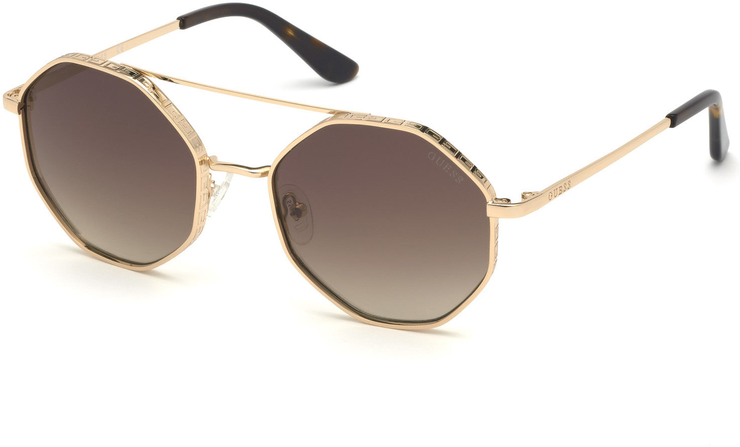 Guess GU7636 Round Sunglasses 33F-33F - Gold / Gradient Brown