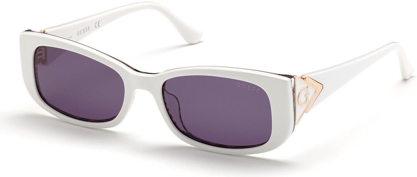Guess GU7648 Rectangular Sunglasses 21C-21C - White / Smoke Mirror
