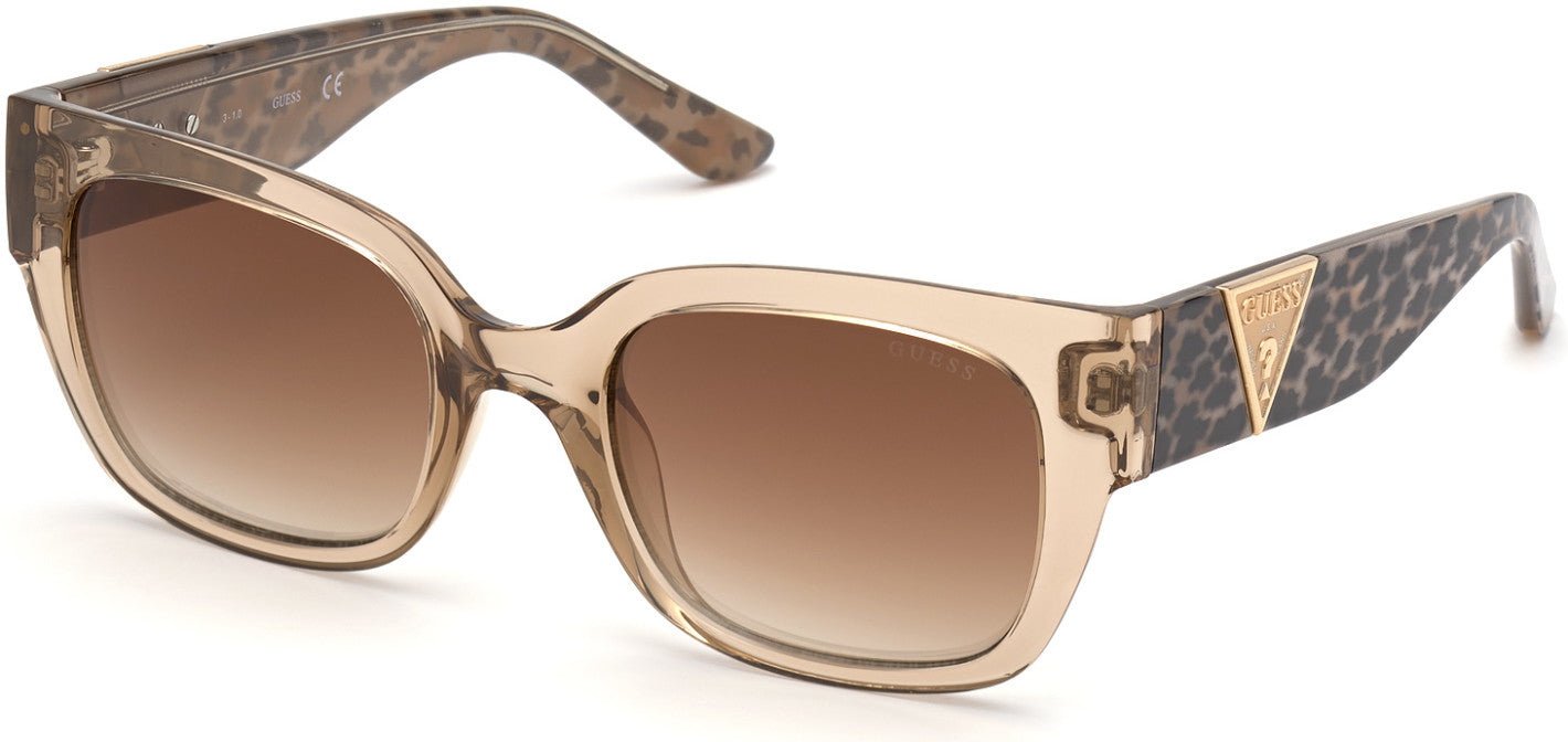 Guess GU7742 Square Sunglasses 57G-57G - Shiny Beige / Brown Mirror