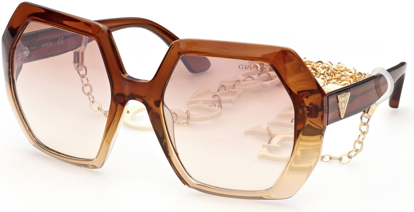 Guess GU7786 Geometric Sunglasses 47G-47G - Light Brown / Brown Mirror