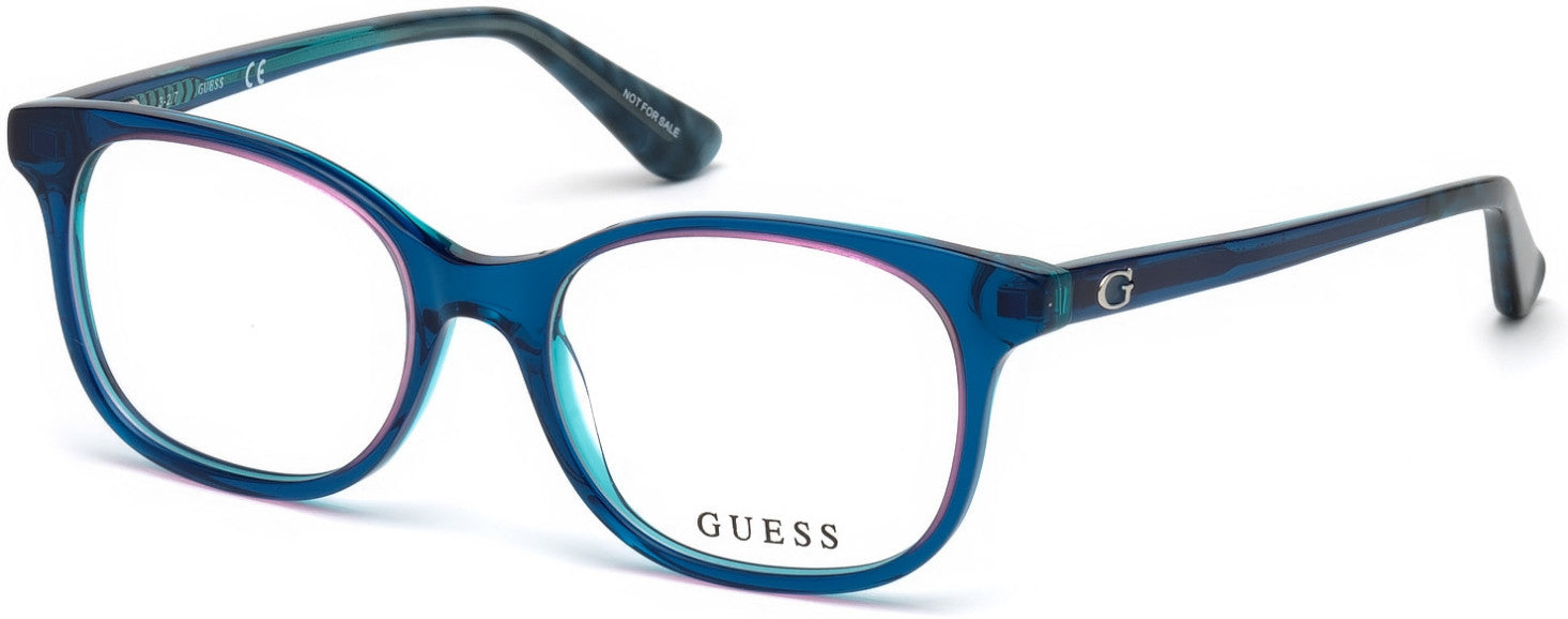Guess GU9176 Square Eyeglasses 087-087 - Shiny Turquoise