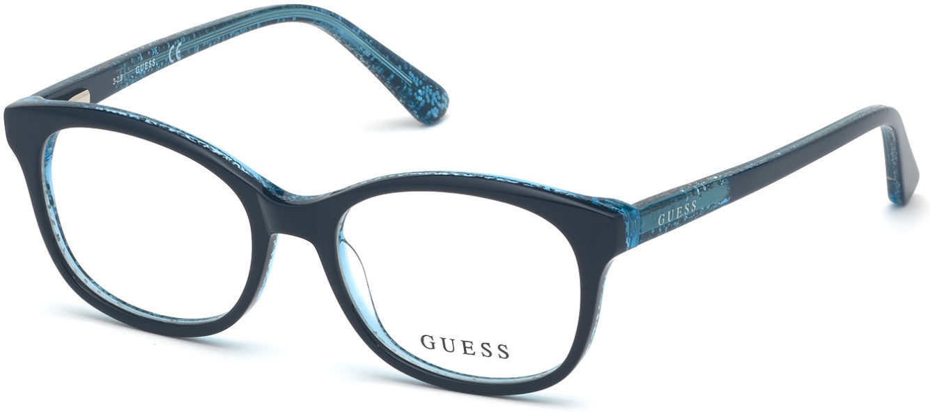Guess GU9181 Geometric Eyeglasses 090-090 - Shiny Blue