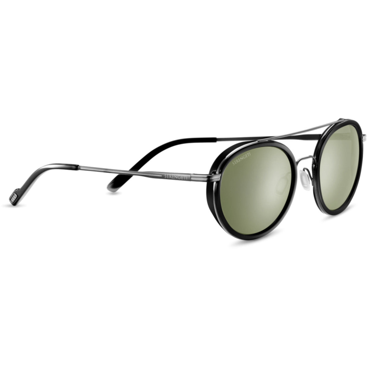 Serengeti Geary Sunglasses  Shiny Dark Gunmetal Black Shiny Acetate Medium, Large