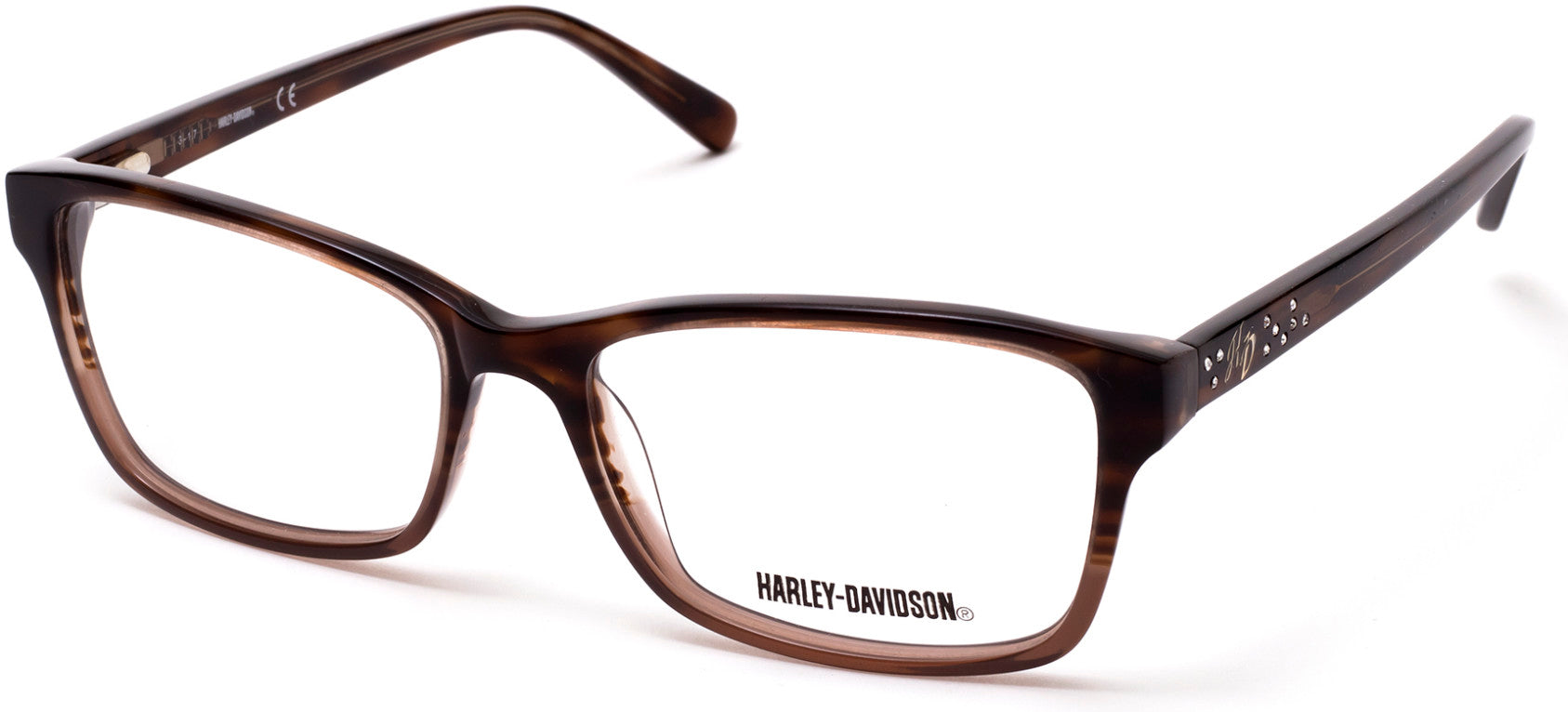 Harley-Davidson HD0544 Geometric Eyeglasses 062-062 - Brown Horn