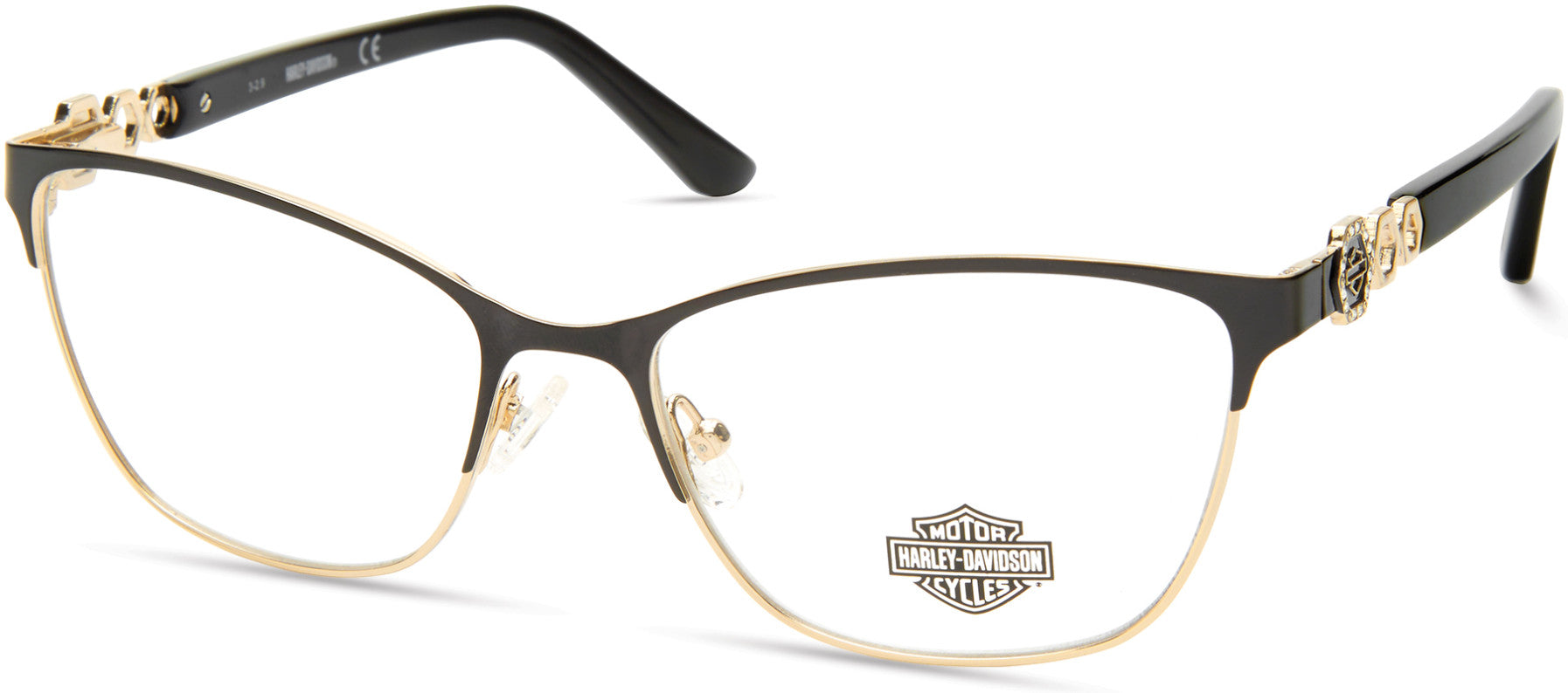 Harley-Davidson HD0553 Rectangular Eyeglasses 001-001 - Shiny Black