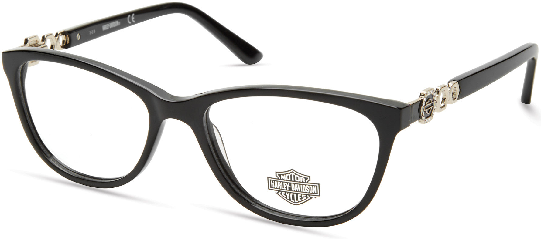 Harley-Davidson HD0554 Rectangular Eyeglasses 001-001 - Shiny Black