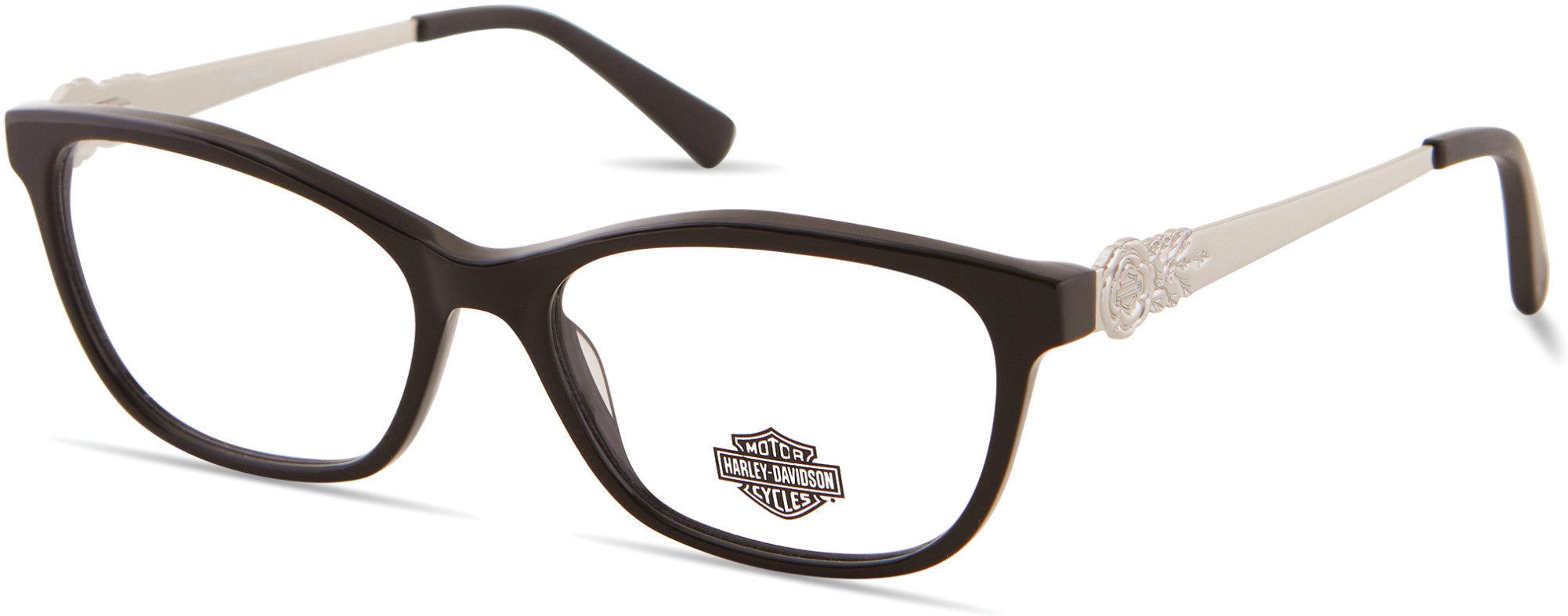 Harley-Davidson HD0555 Rectangular Eyeglasses 001-001 - Shiny Black