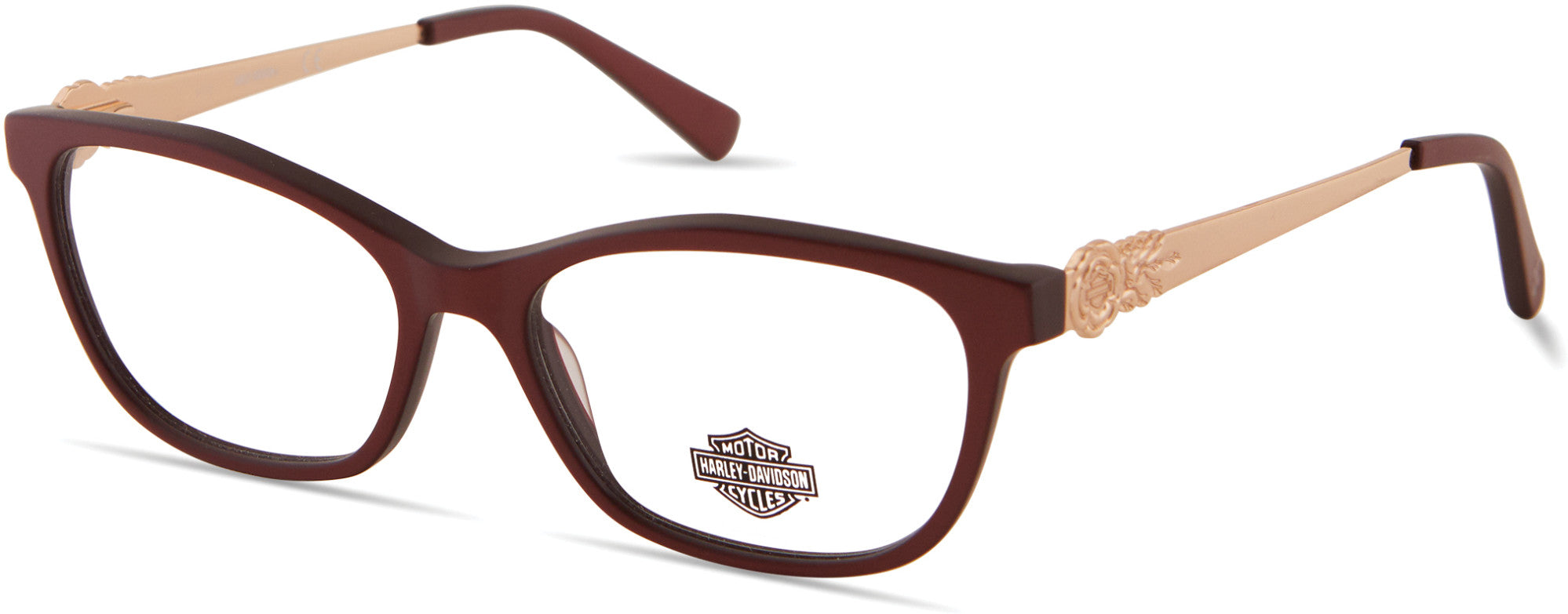 Harley-Davidson HD0555 Rectangular Eyeglasses 070-070 - Matte Bordeaux
