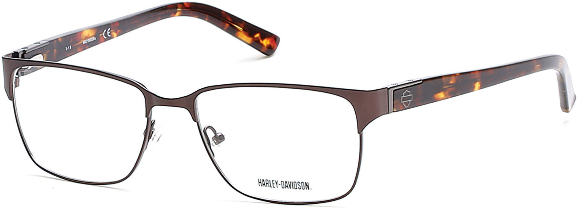 Harley-Davidson HD0738 Rectangular Eyeglasses 048-048 - Shiny Dark Brown