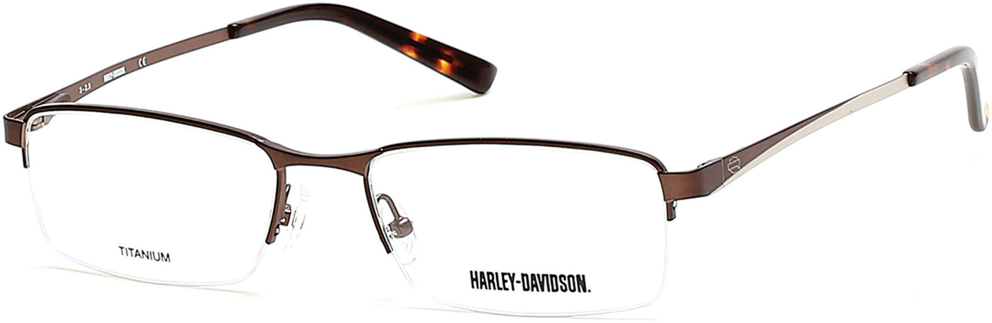Harley-Davidson HD0748 Rectangular Eyeglasses 049-049 - Matte Dark Brown