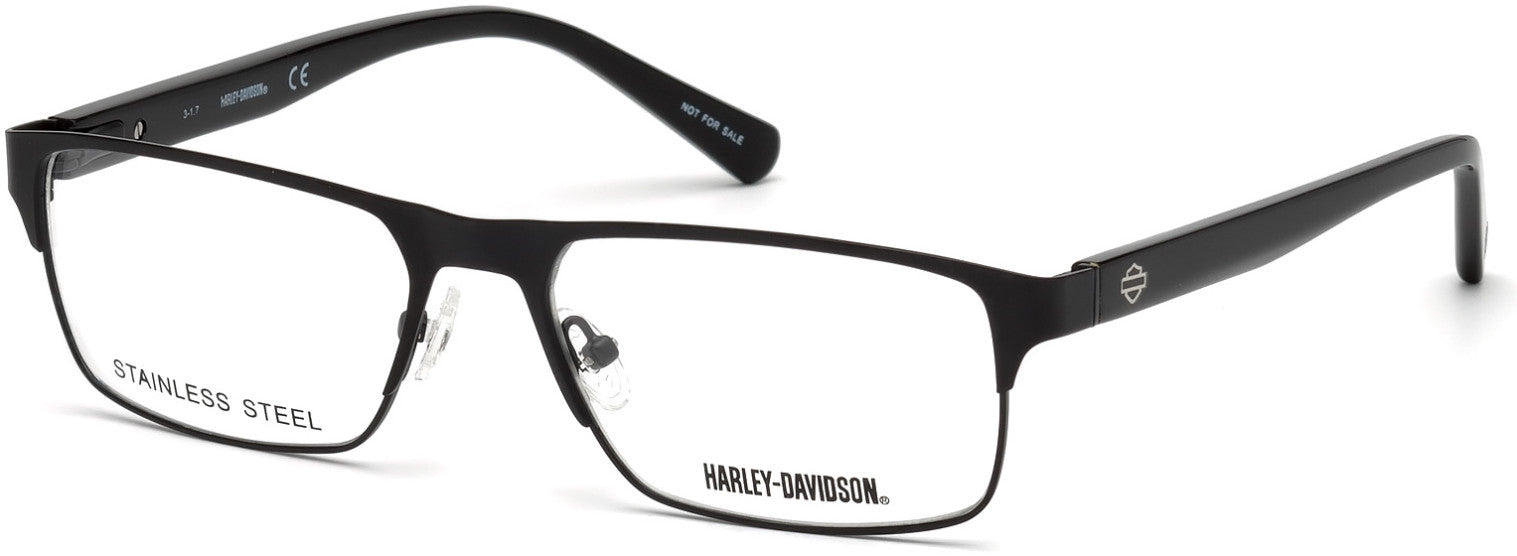 Harley-Davidson HD0765 Rectangular Eyeglasses 001-001 - Shiny Black