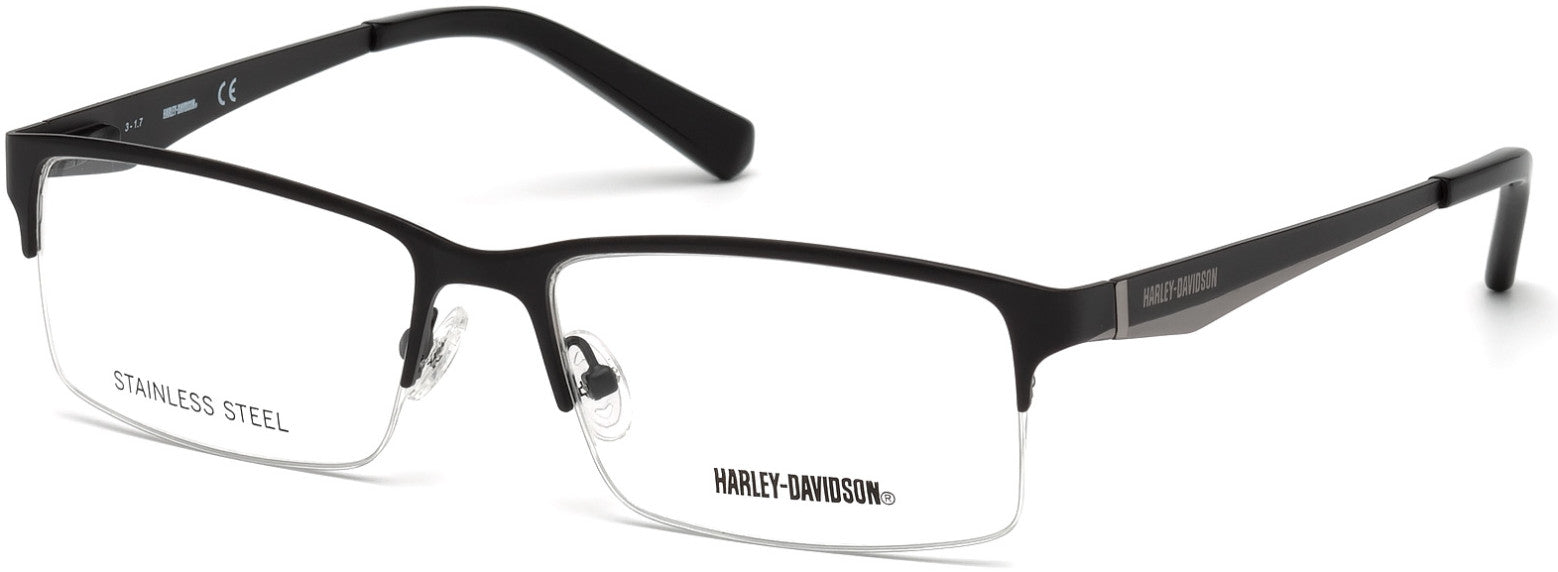 Harley-Davidson HD0766 Rectangular Eyeglasses 001-001 - Shiny Black