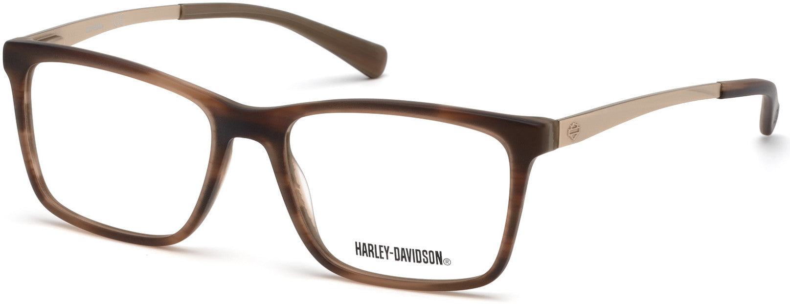 Harley-Davidson HD0779 Geometric Eyeglasses 062-062 - Brown Horn