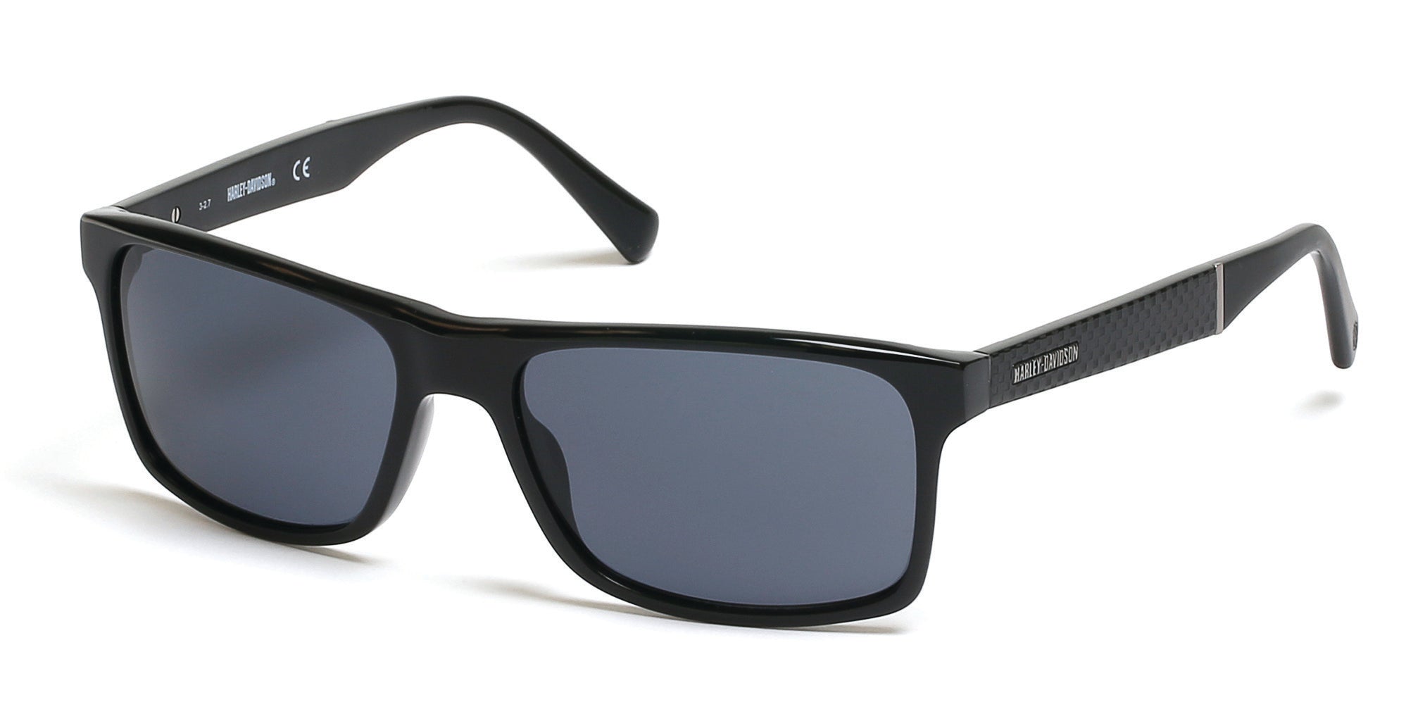 Harley-Davidson HD0918X Geometric Sunglasses 01A-01A - Shiny Black  / Smoke